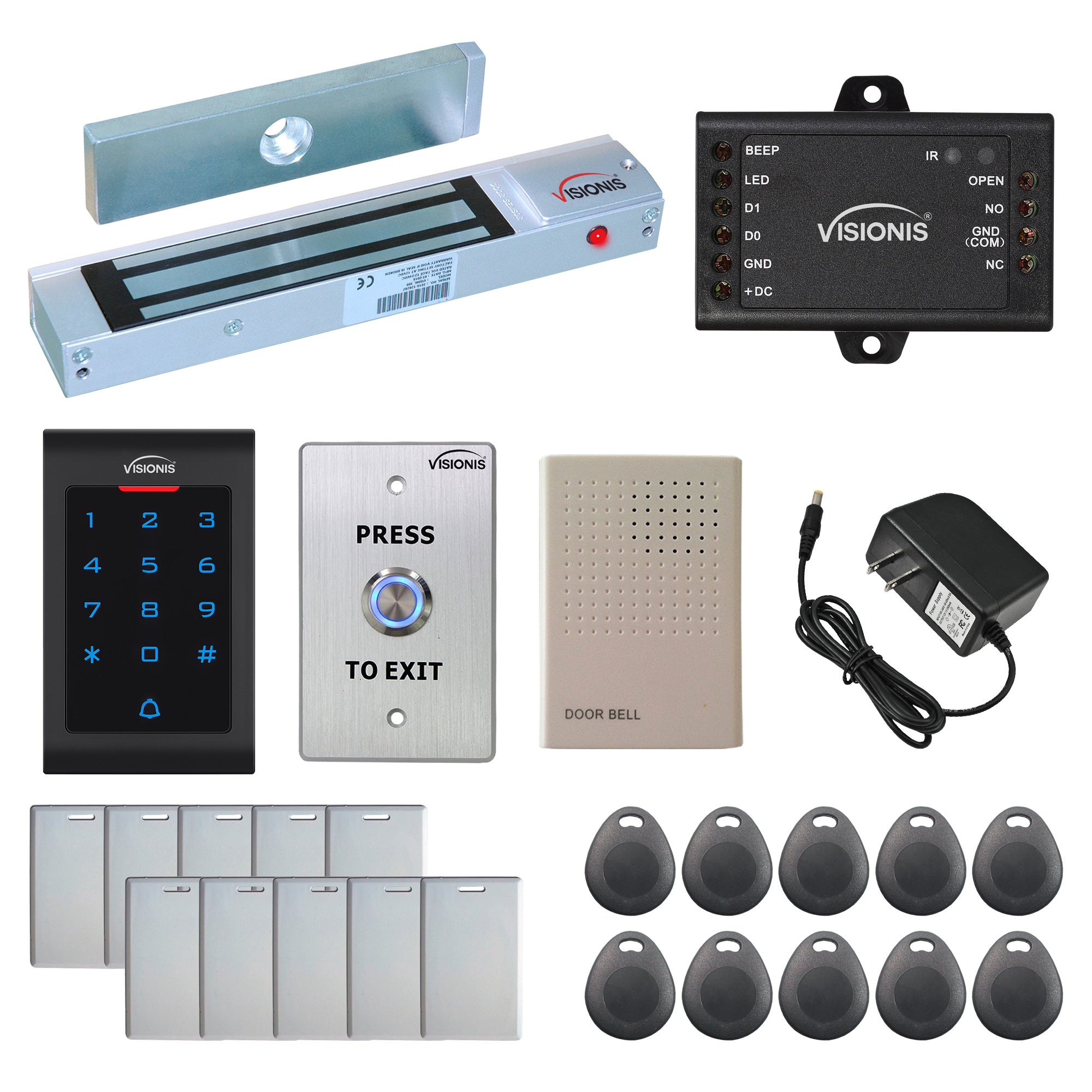 300 lbs Maglocks with keypad card reader, push to exit button - FPC-5322