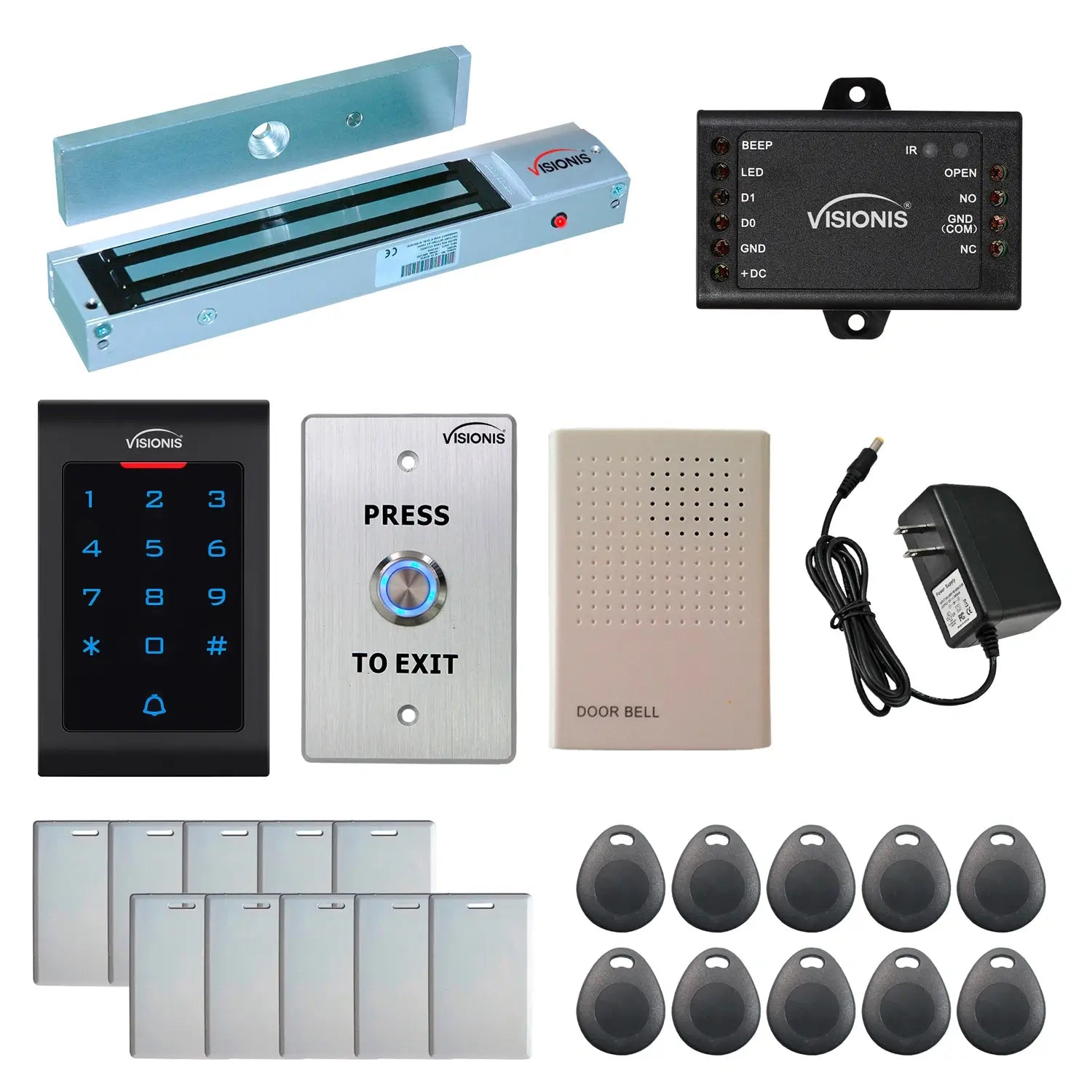 600 lbs Magnetic door lock with keypad card reader, push to exit button - FPC-5326