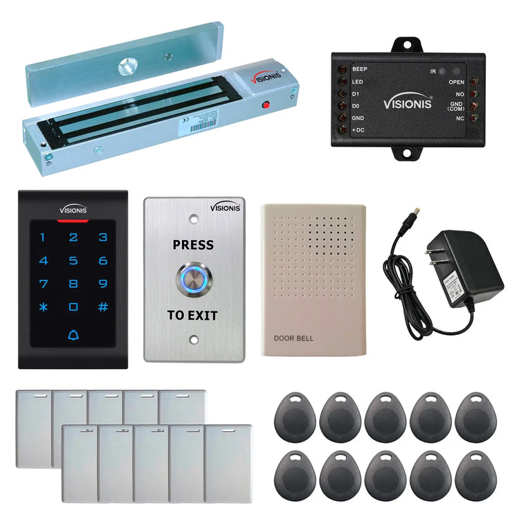 600 lbs Magnetic door lock with keypad card reader, push to exit button - FPC-5326