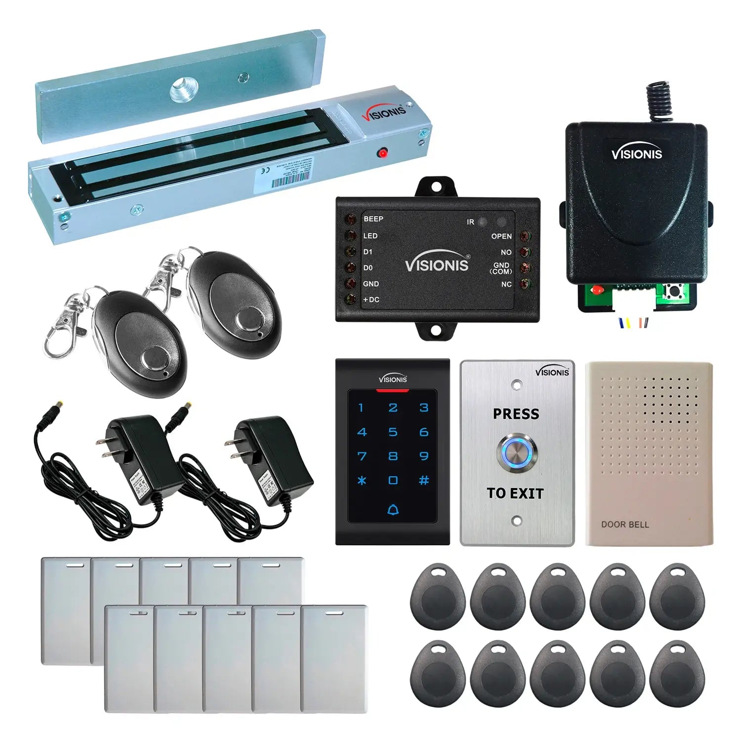 300 lbs Magnetic door lock with keypad card reader, push to exit button - FPC-5338