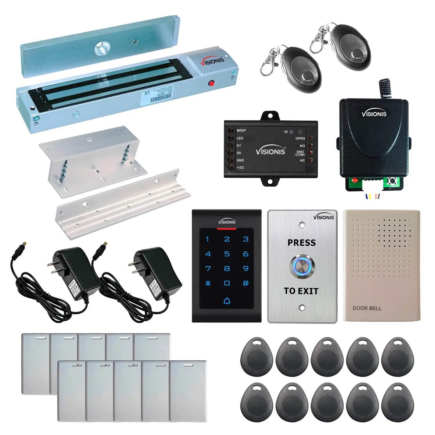 600 lbs Magnetic door lock with keypad card reader, push to exit button - FPC-5339