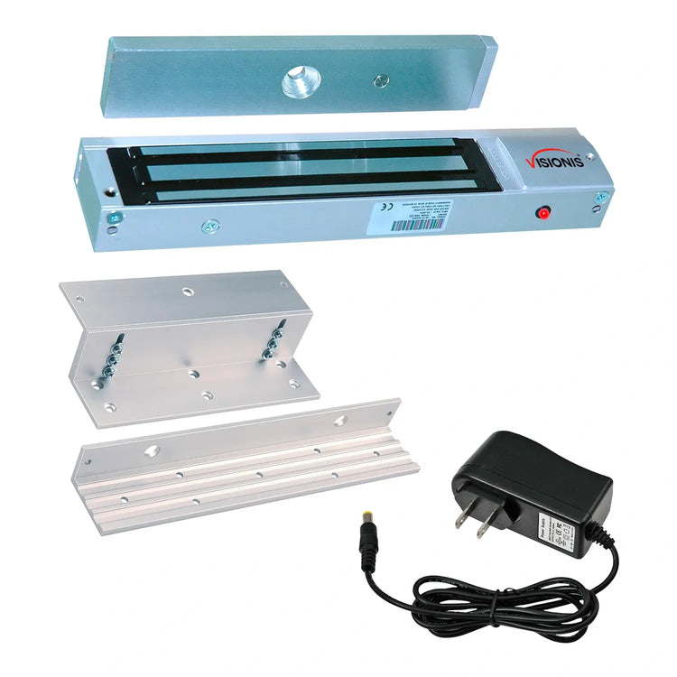 600lb magnetic door lock kit with LED, ZL bracket, and power supply for inswing doors. VIS-ML600LED - FPC-5364 VISIONIS