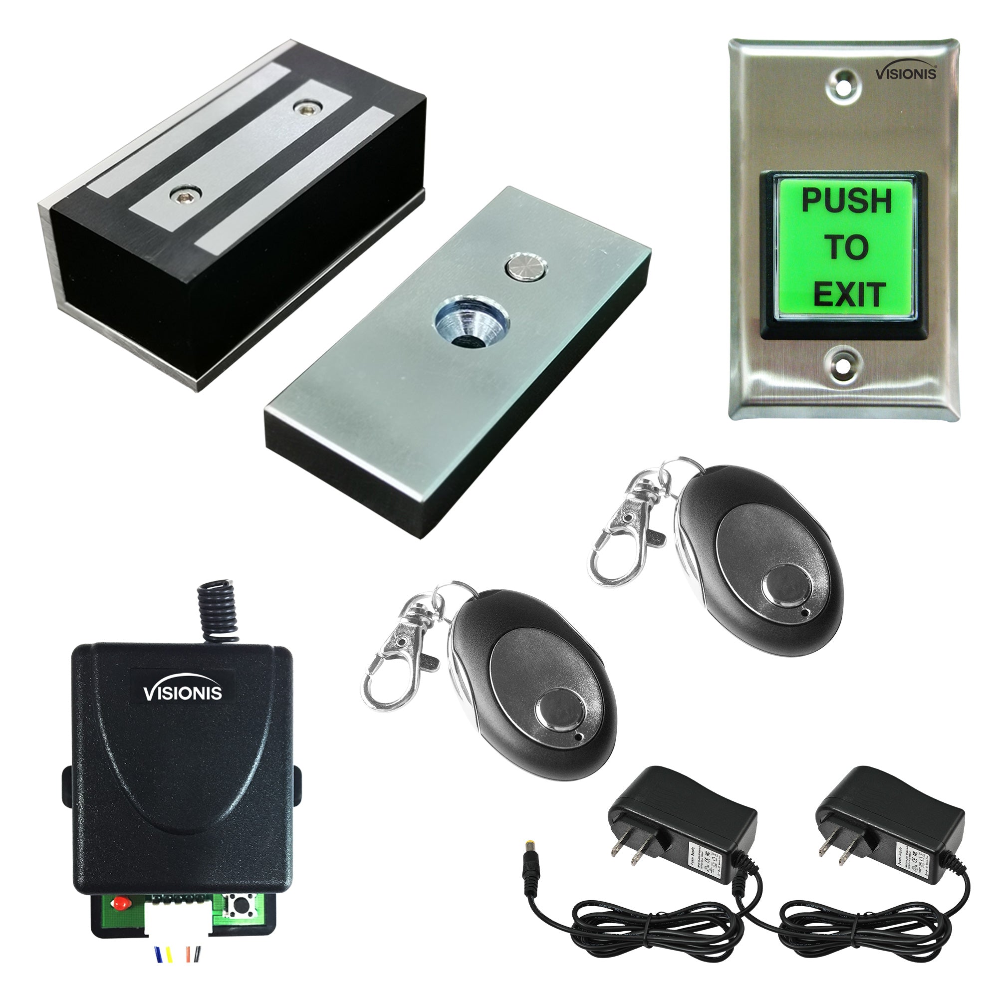 FPC-5374 One Door Access Control Out Swinging Door 140lbs Small Maglock Kit With Visionis Wireless Receiver And Remote