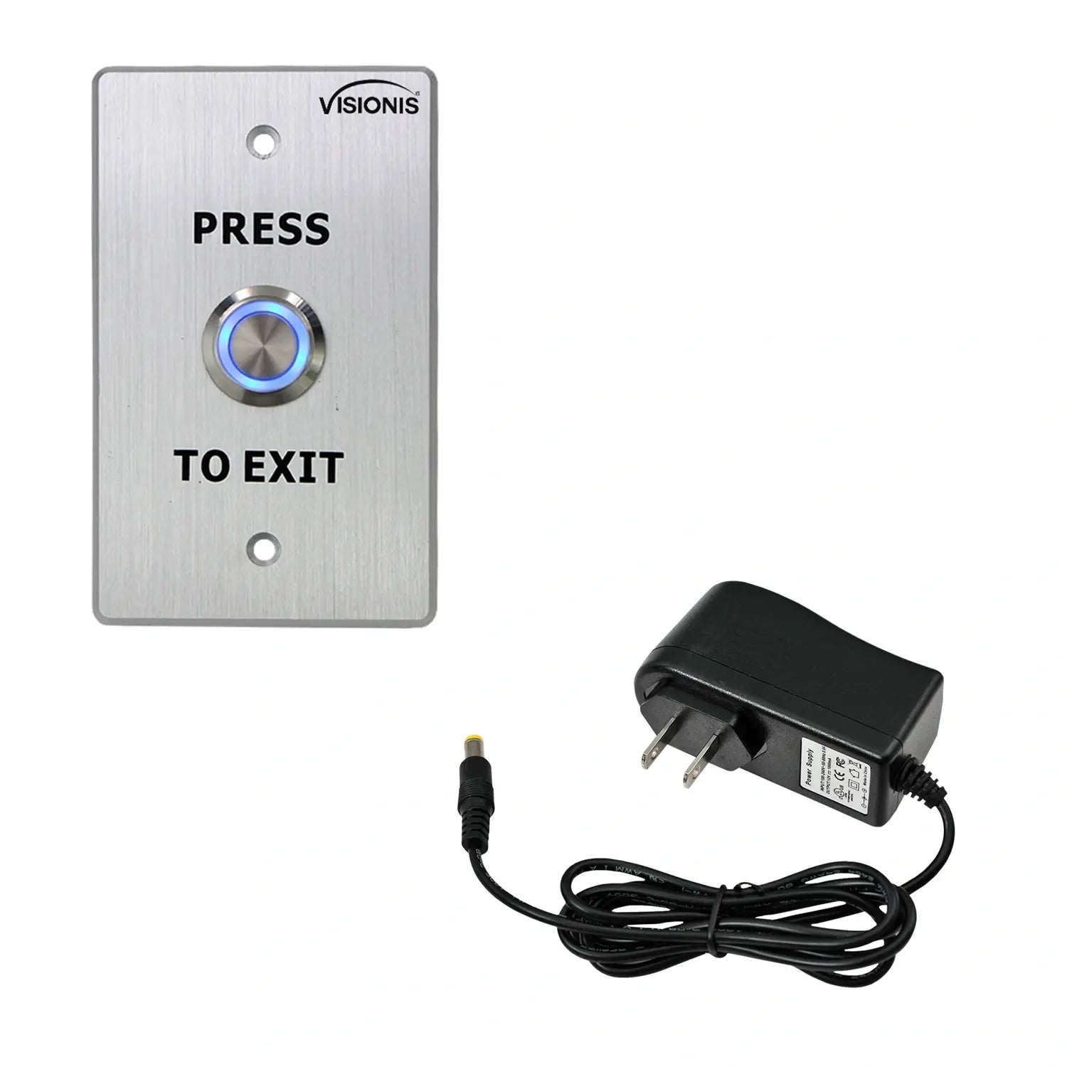 Weatherproof push to exit button with power supply - Visionis VIS-7001 