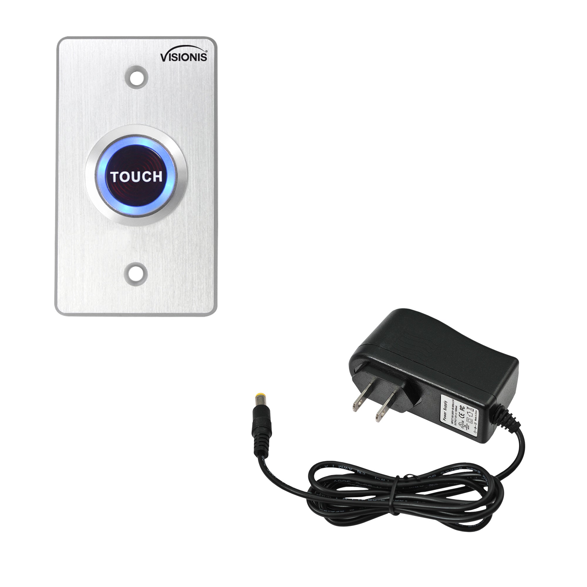 FPC-5437 Ultra Thin Request To Exit Button With LED Light For Door Access Control And Power Supply