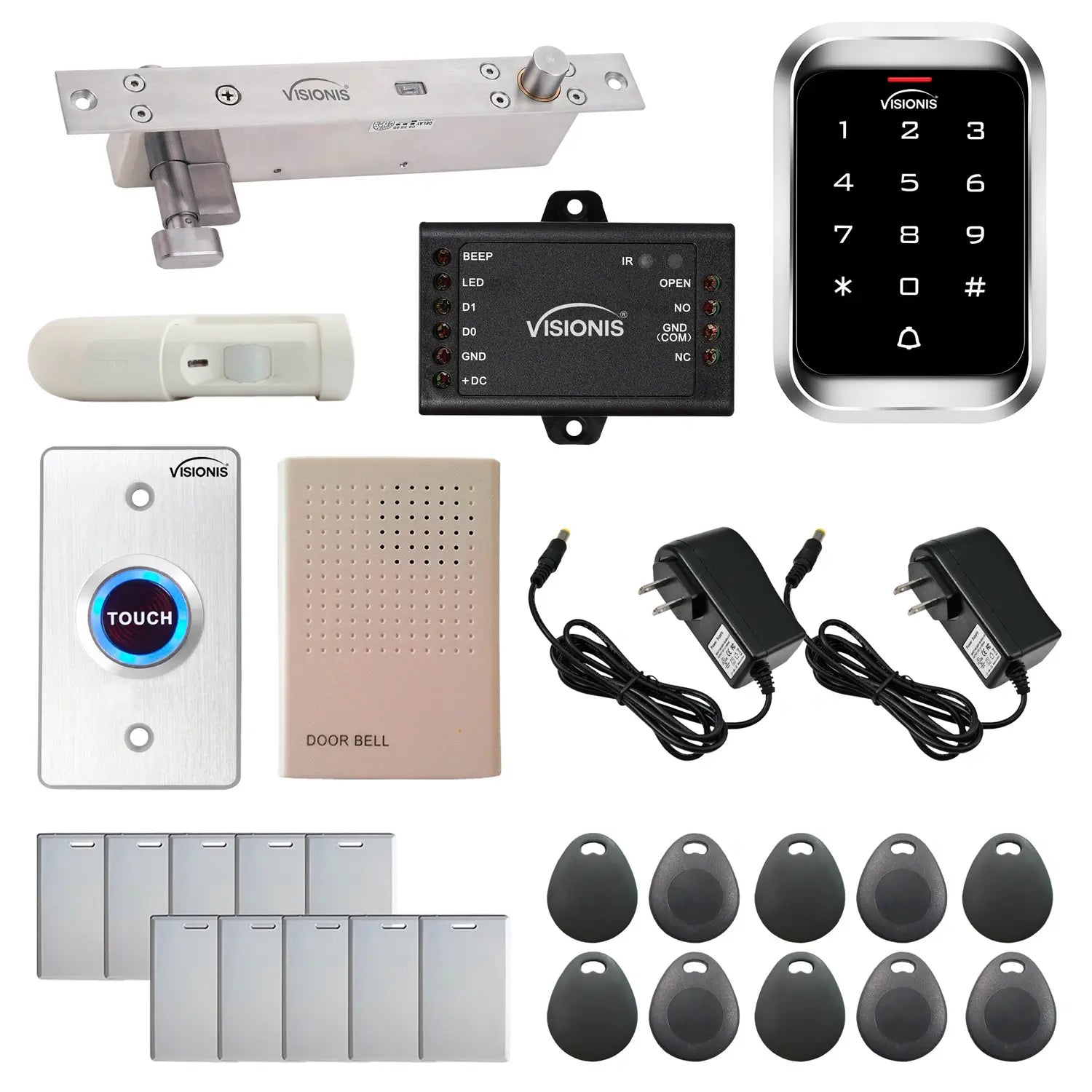 Stand alone card access system with electric bolt lock, keypad card reader, 
motion sensor - FPC-5461