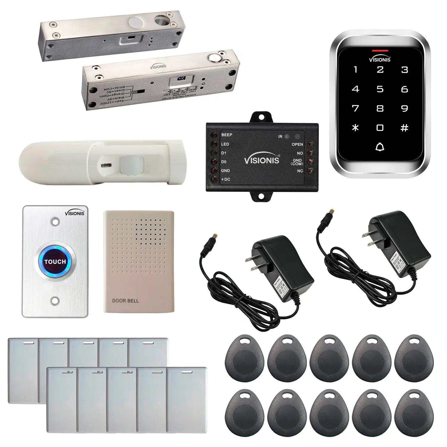 Stand alone card access system with electric bolt lock, keypad card reader, 
motion sensor - FPC-5462