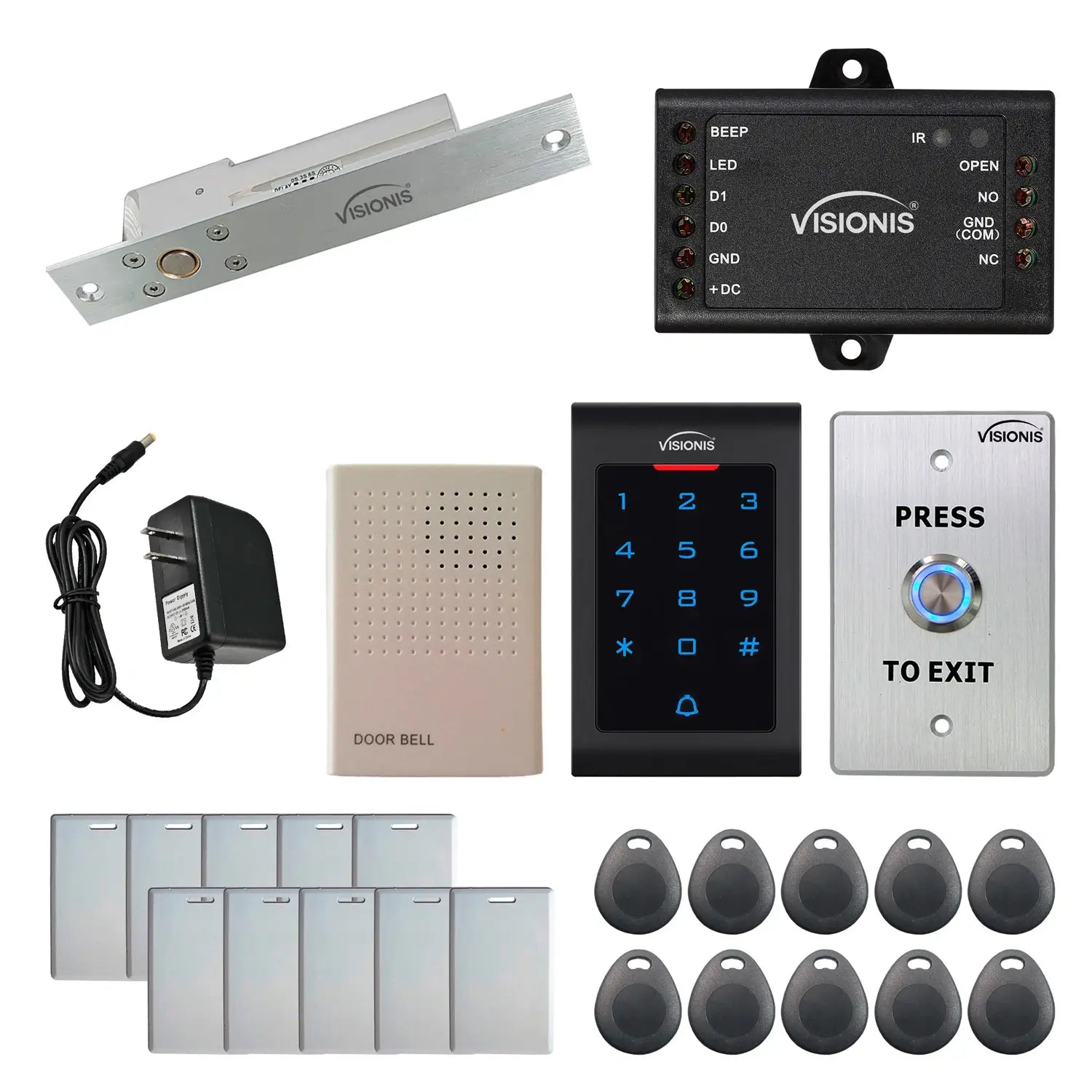 Stand alone card access system with electric deadbolt, keypad card reader - FPC-5541