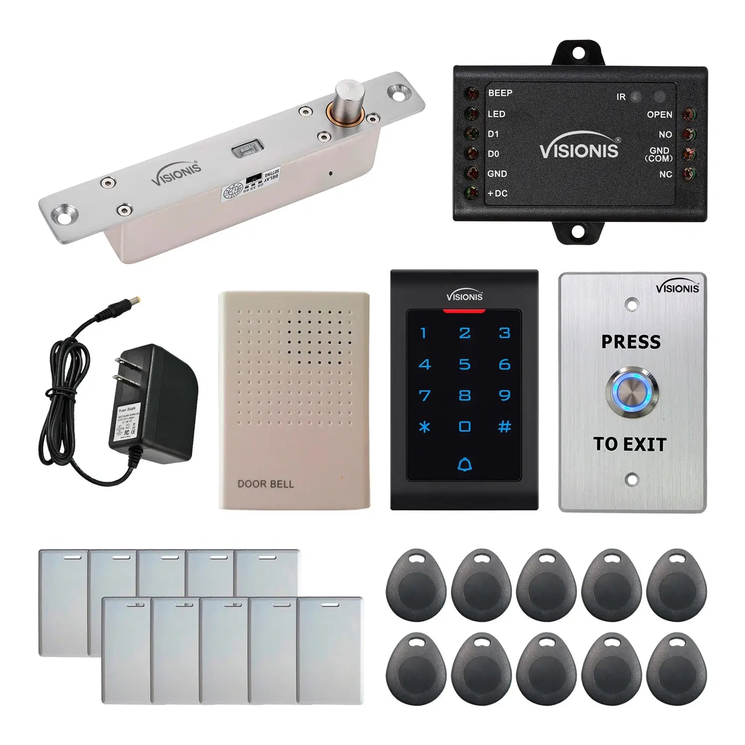 Stand alone card access system with electric drop bolt lock, keypad card reader - FPC-5542