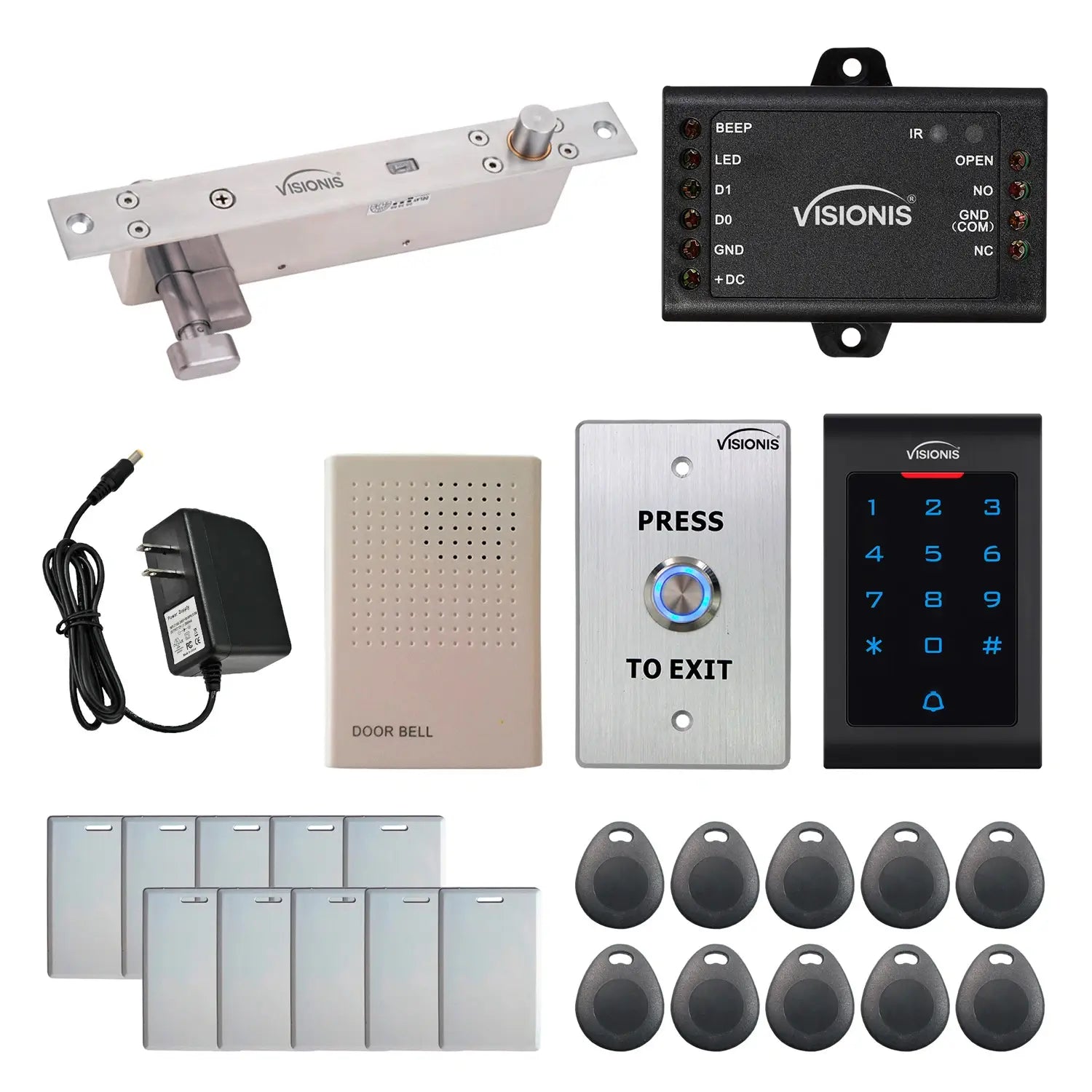 Stand alone card access system with electric drop bolt lock, keypad card reader - FPC-5543