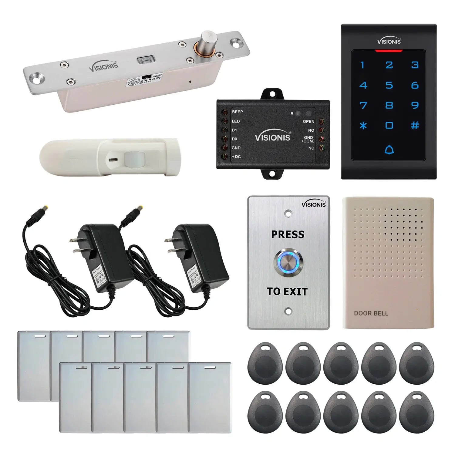 Standalone access control system with electric drop bolt lock, keypad, motion sensor - FPC-5553