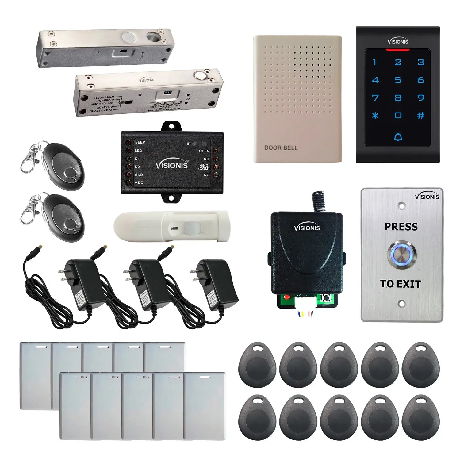 Standalone access control with electric bolt lock, keypad card reader, push to exit button - FPC-5579