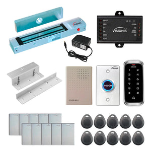 Standalone access control with 300 lbs maglocks, keypad card reader, push to exit button - FPC-5589