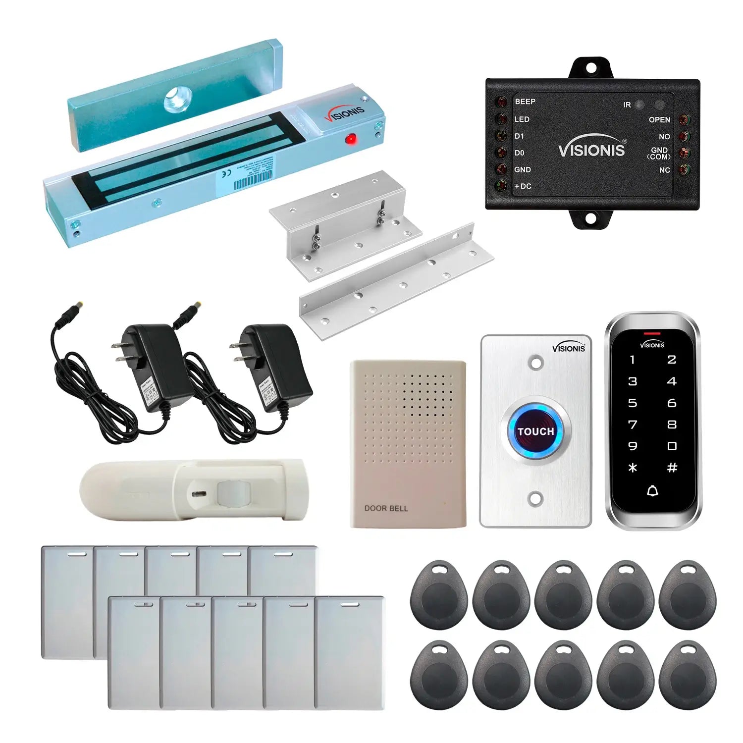 standalone access control with magnetic door locks, keypad card reader, motion sensor - FPC-5591