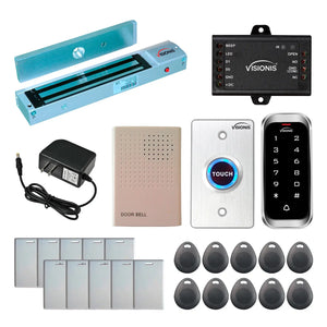 Standalone access control with 600 lbs maglocks, keypad card reader, push to exit button - FPC-5592