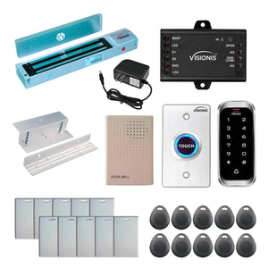 Standalone access control with 600 lbs maglocks, keypad card reader, push to exit button - FPC-5593