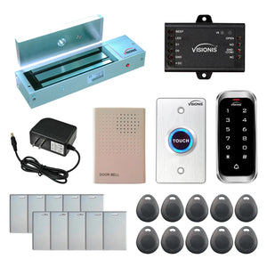 Standalone access control with 1200 lbs maglocks, keypad card reader, push to exit button - FPC-5596