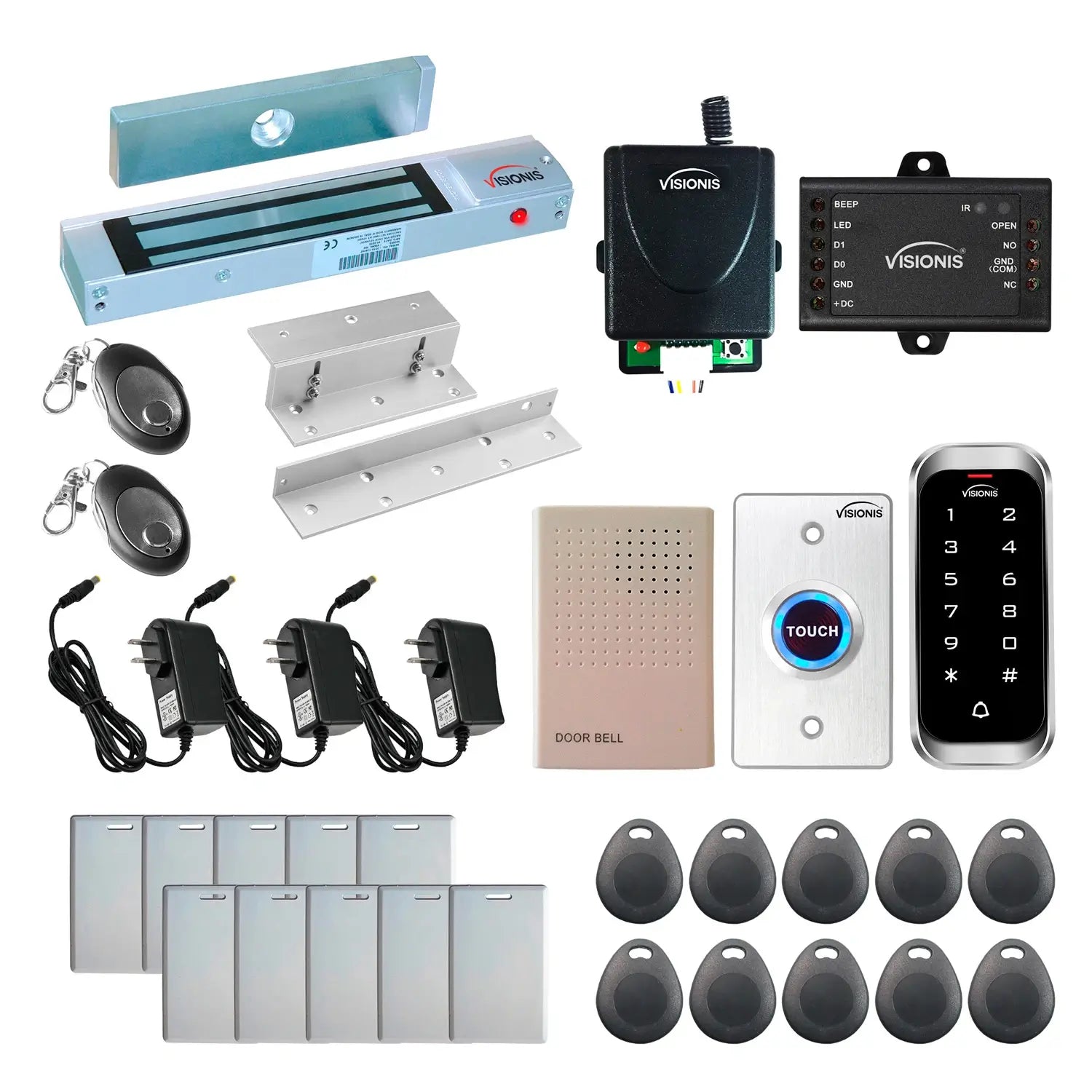 Standalone access control system with 300 lbs magnetic door lock, keypad card reader, rf transmitter and receiver - FPC-5601