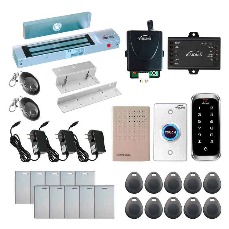Standalone access control system with 300 lbs magnetic door lock, keypad card reader, rf transmitter and receiver - FPC-5601