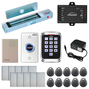 Standalone access control system with 300 lbs maglock, keypad card reader, push to exit button - FPC-5616-A