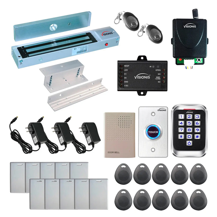 Standalone access control system with 600 lbs magnetic door lock, keypad card reader, rf transmitter and receiver - FPC-5629