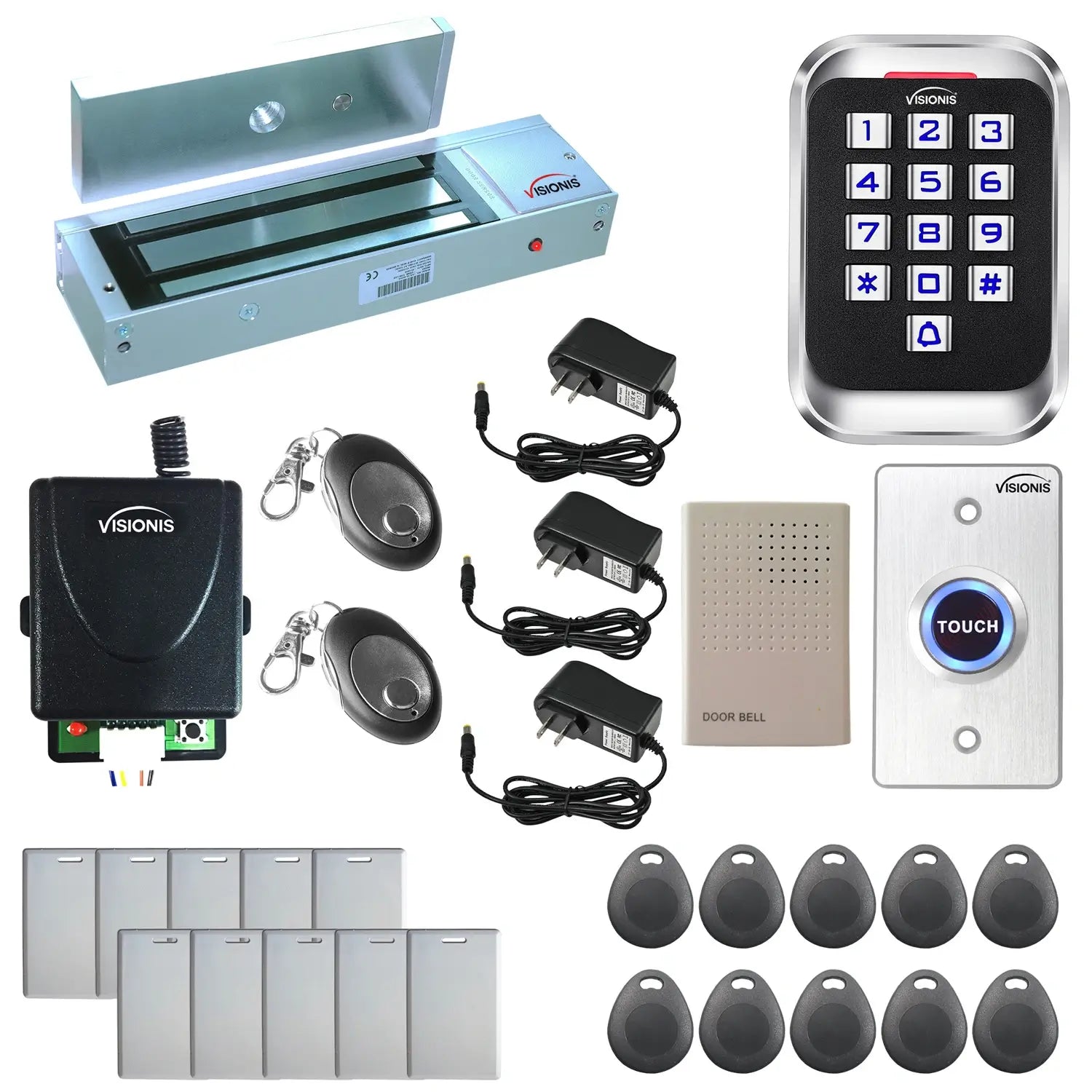 Standalone access control system with 1200 lbs magnetic door lock, keypad card reader, rf transmitter and receiver - FPC-5632