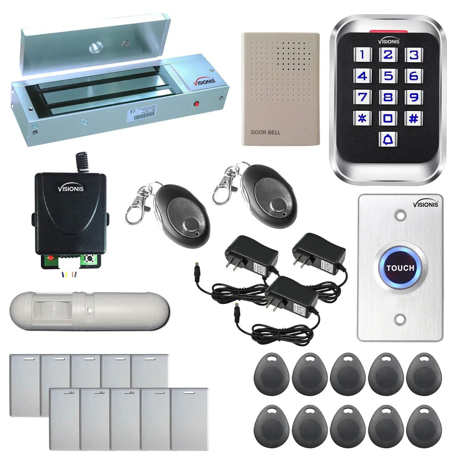Standalone access control system with 1200 lbs maglock, keypad card reader, rf transmitter and receiver - FPC-5634