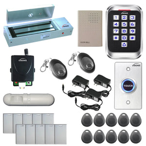 Standalone access control system with 1200 lbs maglock, keypad card reader, rf transmitter and receiver - FPC-5634