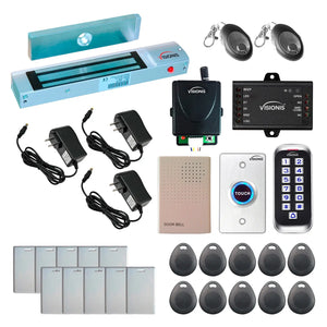 Standalone access control with 300 lbs maglock, keypad card reader, push to exit button, rf transmitter and receiver - FPC-5636