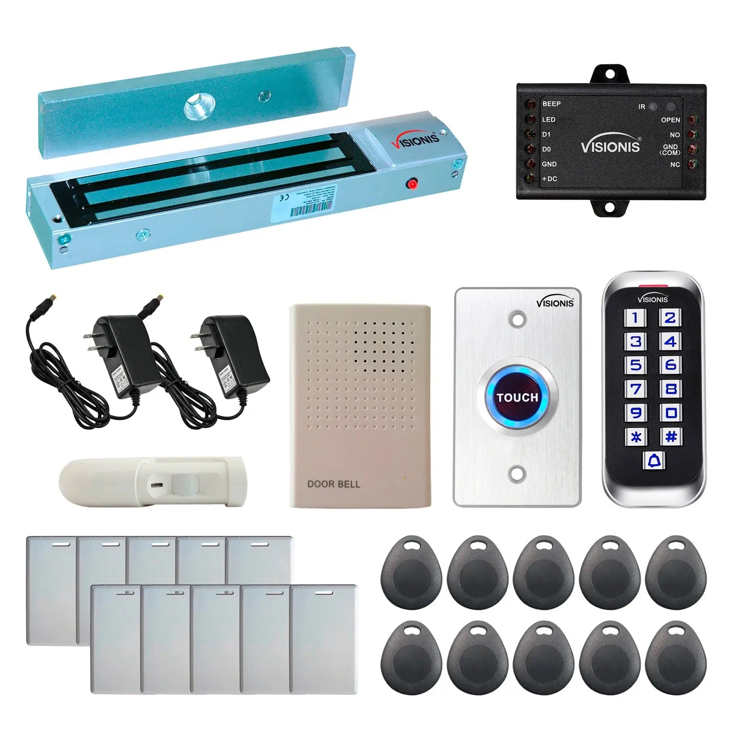 Business access control systems with 600 lbs magnetic door lock, card reader, exit button, management software - FPC-5642