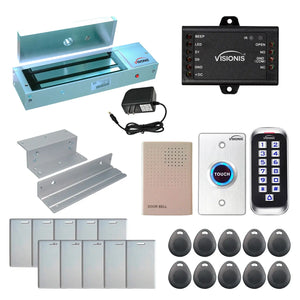 Standalone access control system with 1200 lbs maglock, keypad card reader, push to exit button - FPC-5645