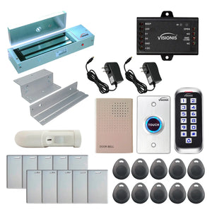 Business access control systems with 1200 lbs magnetic door locks, card readers, exit buttons, management software - FPC-5647