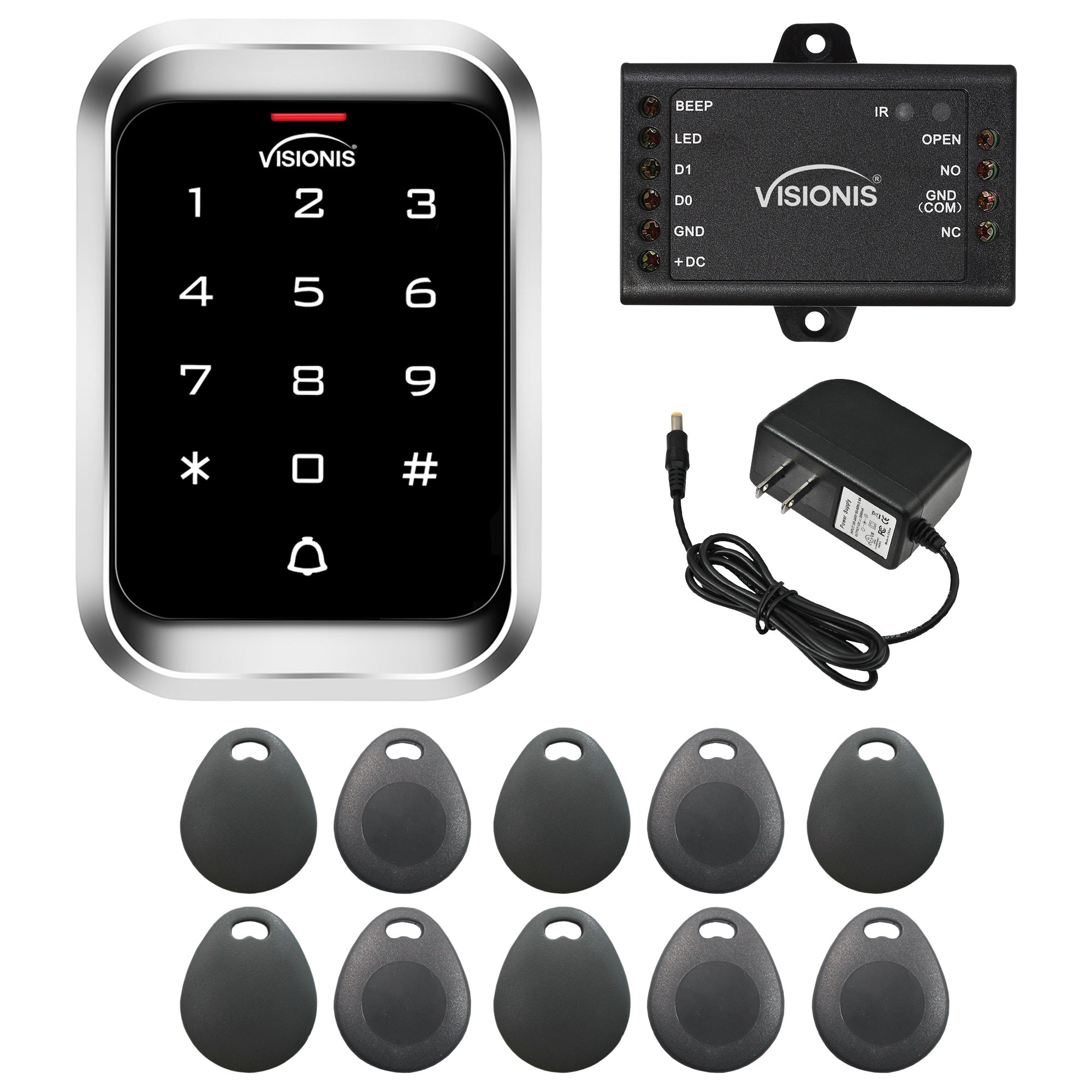 standalone keypad access control with power supply and key tags - FPC-5664