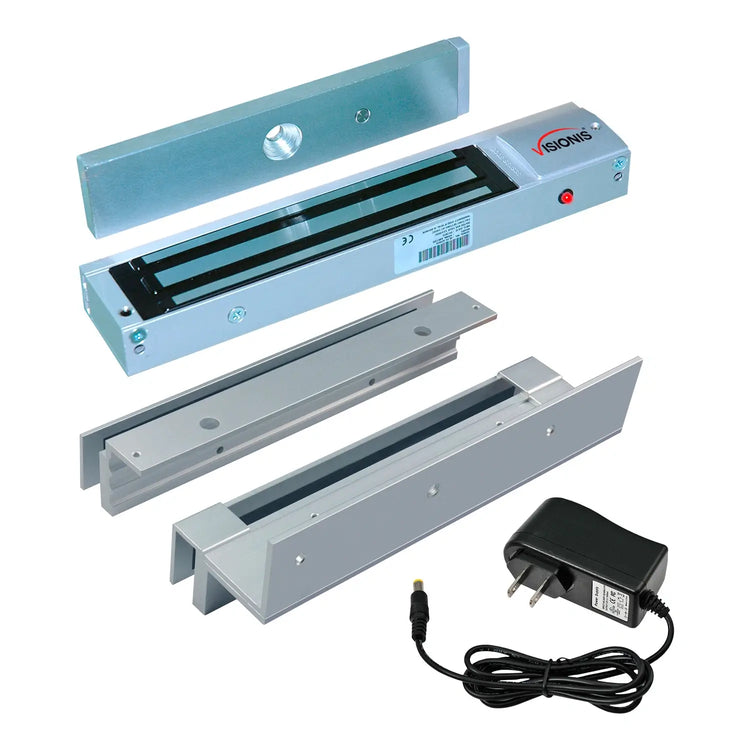 600lb magnetic door lock kit with LED and DSU bracket for glass door with glass frame. VIS-ML600LED - FPC-5697-B VISIONIS