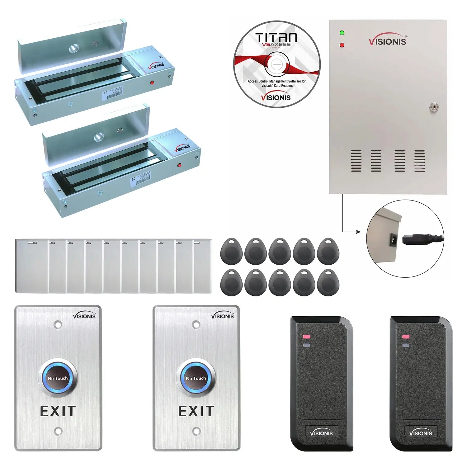 Commercial building access control systems with 1200 lbs maglocks, card readers, software - FPC-6135