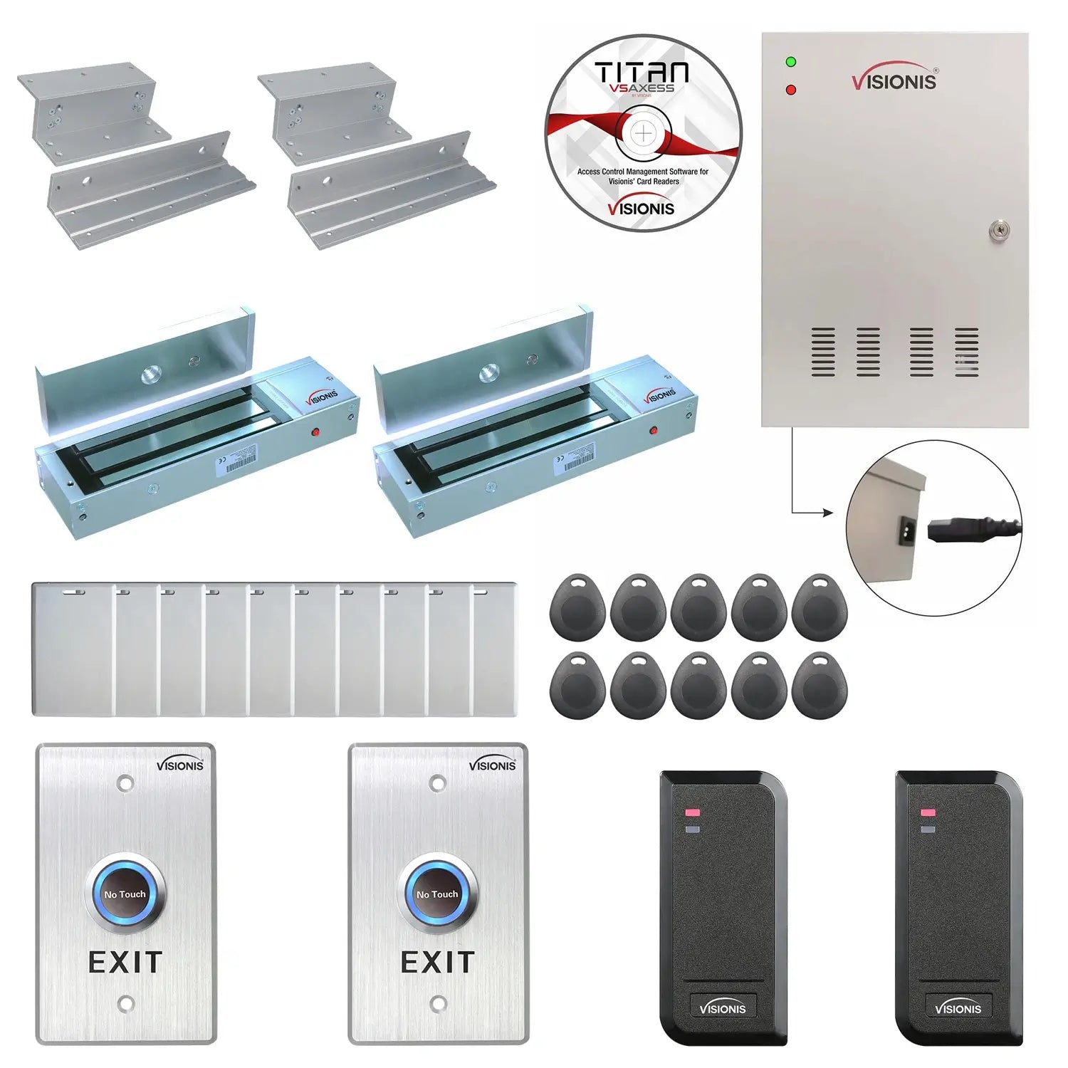 Commercial building access control systems with 1200 lbs maglocks, card readers, software - FPC-6136