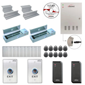Commercial building access control systems with 1200 lbs maglocks, card readers, software - FPC-6136