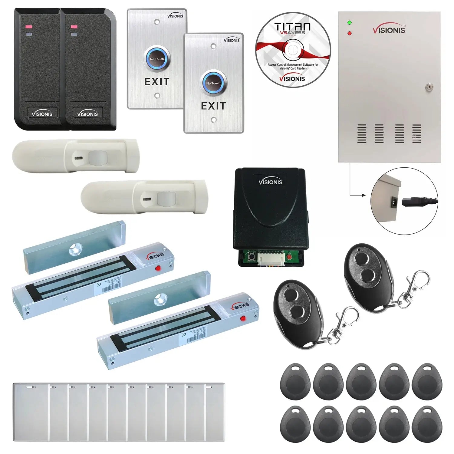 Commercial building access control systems with 600 lbs magnetic door locks, card readers, software - FPC-6149