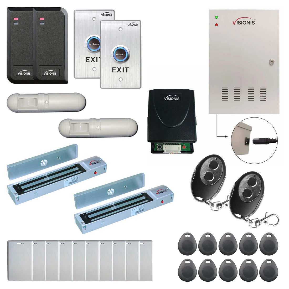 Business access control systems with 300 lbs magnetic door locks, card readers, exit buttons, management software - FPC-6151