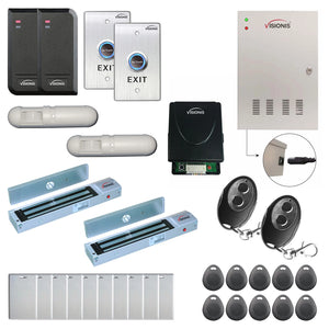 Business access control systems with 300 lbs magnetic door locks, card readers, exit buttons, management software - FPC-6151