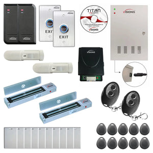 Business access control systems with 300 lbs magnetic door locks, card readers, exit buttons, management software - FPC-6151