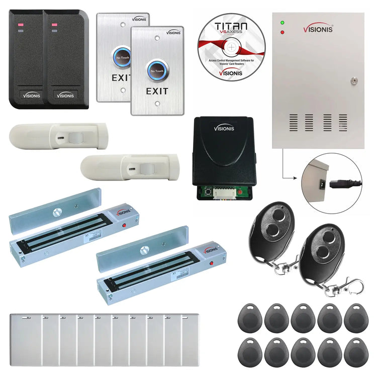 Business access control systems with 300 lbs magnetic door locks, card readers, exit buttons, management software - FPC-6151