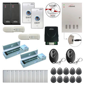 Business access control systems with 1200 lbs magnetic door locks, card readers, exit buttons, management software - FPC-6153