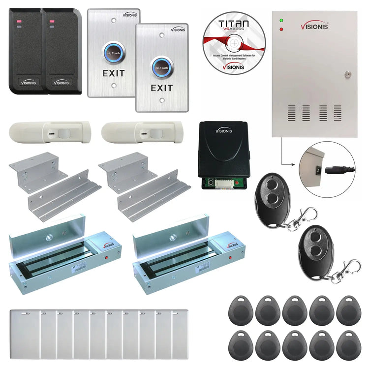 Business access control systems with 1200 lbs magnetic door locks, card readers, exit buttons, management software - FPC-6154