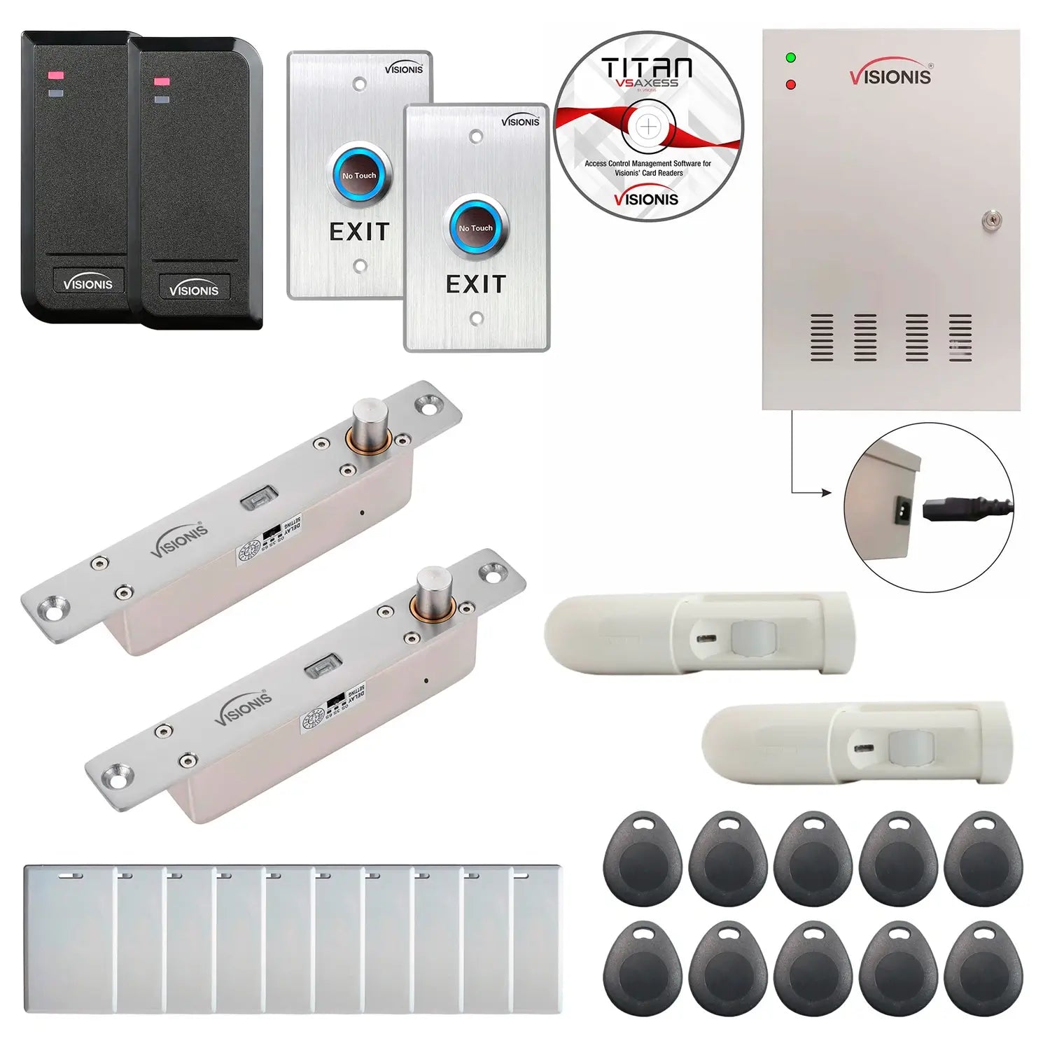 Business access control systems with Electric Bolt Lock, card reader, exit button, PIR motion sensors, software - FPC-6167