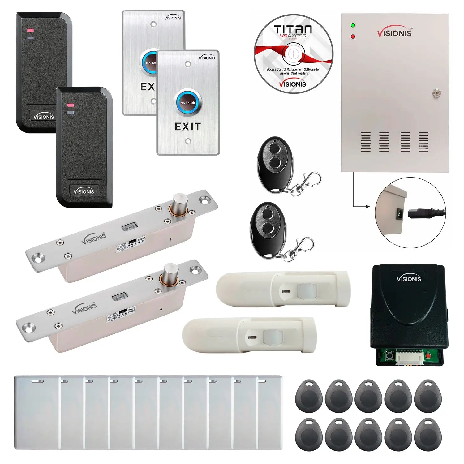 Business access control systems with Electric Bolt Lock, card reader, exit button, PIR motion sensors, software - FPC-6191