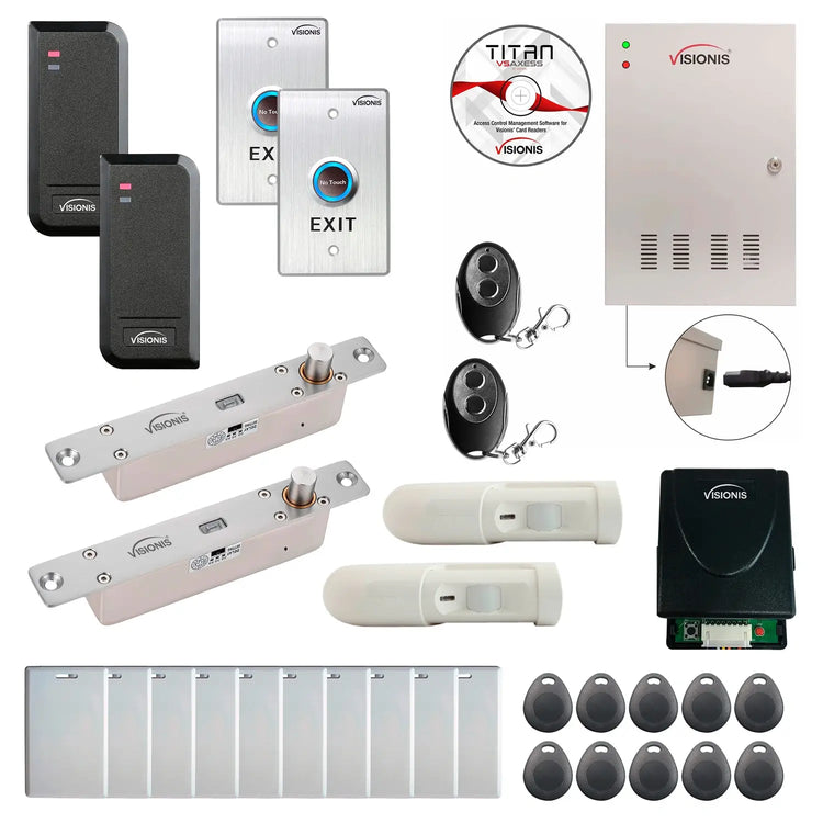 Business access control systems with Electric Bolt Lock, card reader, exit button, PIR motion sensors, software - FPC-6191