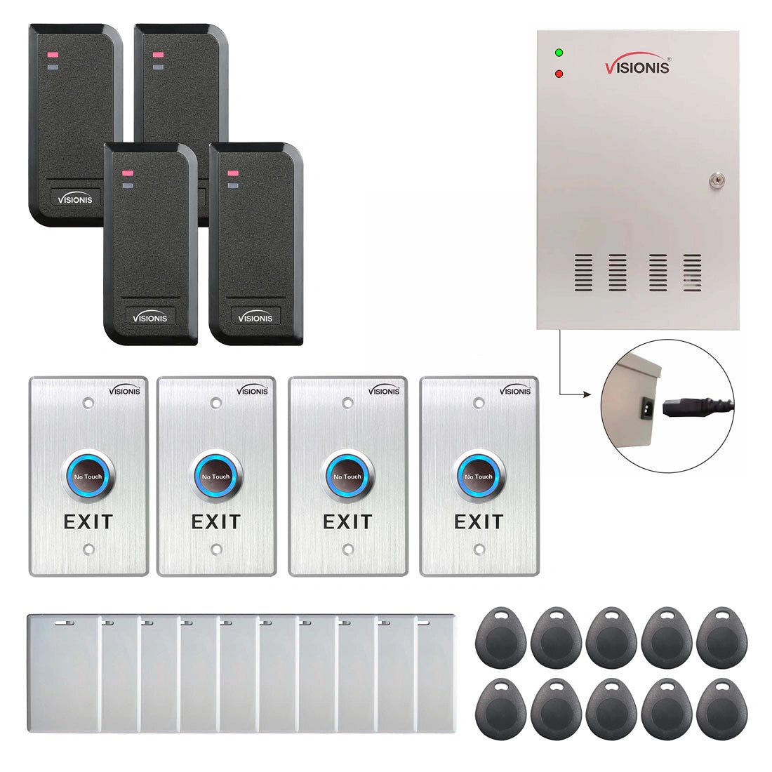 Card access control systems with card readers, exit buttons, management software - FPC-6202