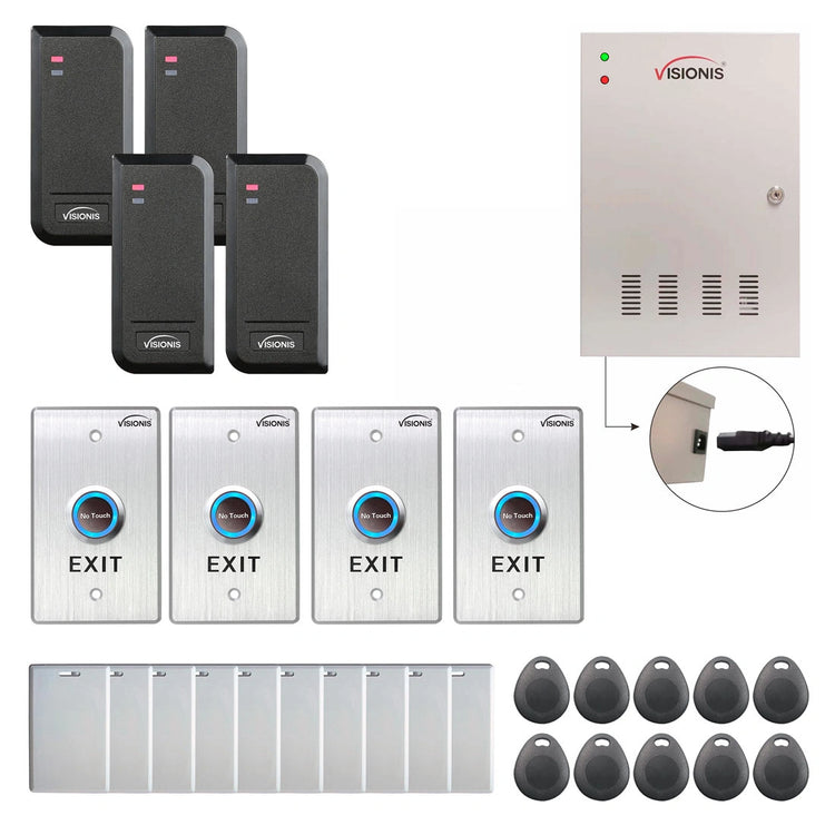Card access control systems with card readers, exit buttons, management software - FPC-6202