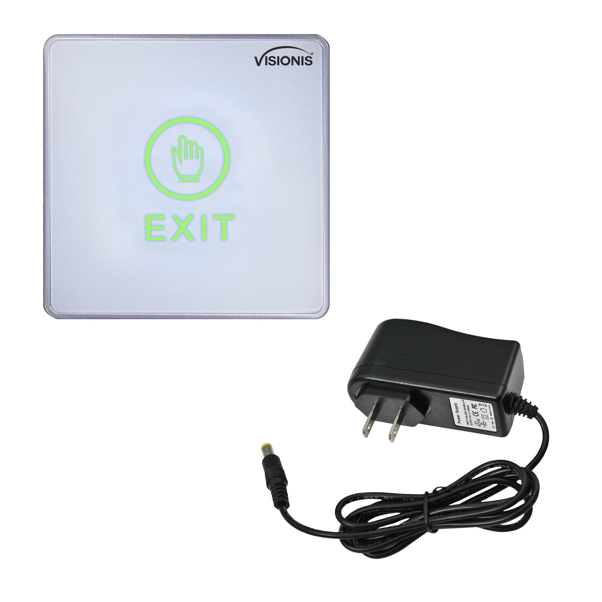 Visionis FPC-6314 Touch Sensitive Type Wide Size Exit Button For Door Access Control And Power Supply